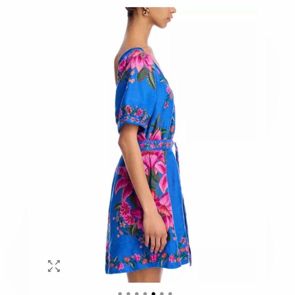 NEW FARM Rio Summer Fruit Scarf Blue/Pink Mini Dress - Picture 4 of 10